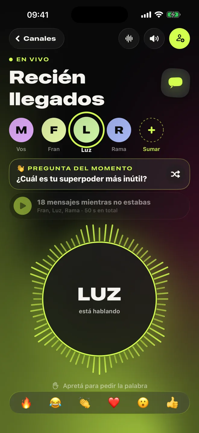 Luz está hablando en Recién llegados, con 18 mensajes de mientras no estabas para escuchar.